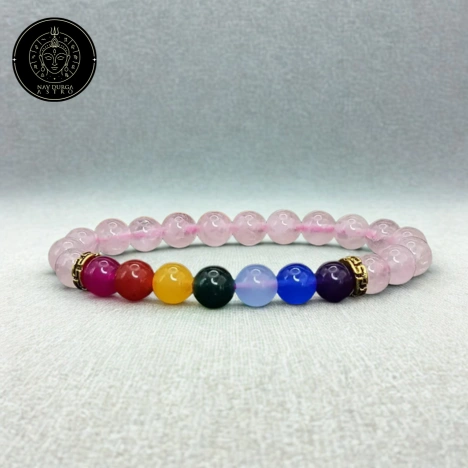 Rose Quartz 7 Chakra Bracelet - To Attract Love and Fame